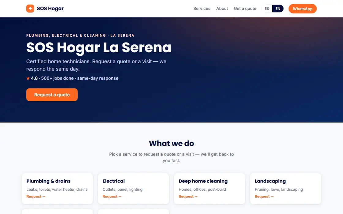 Home-services website design from the NetWebMedia library, shown with a sample business